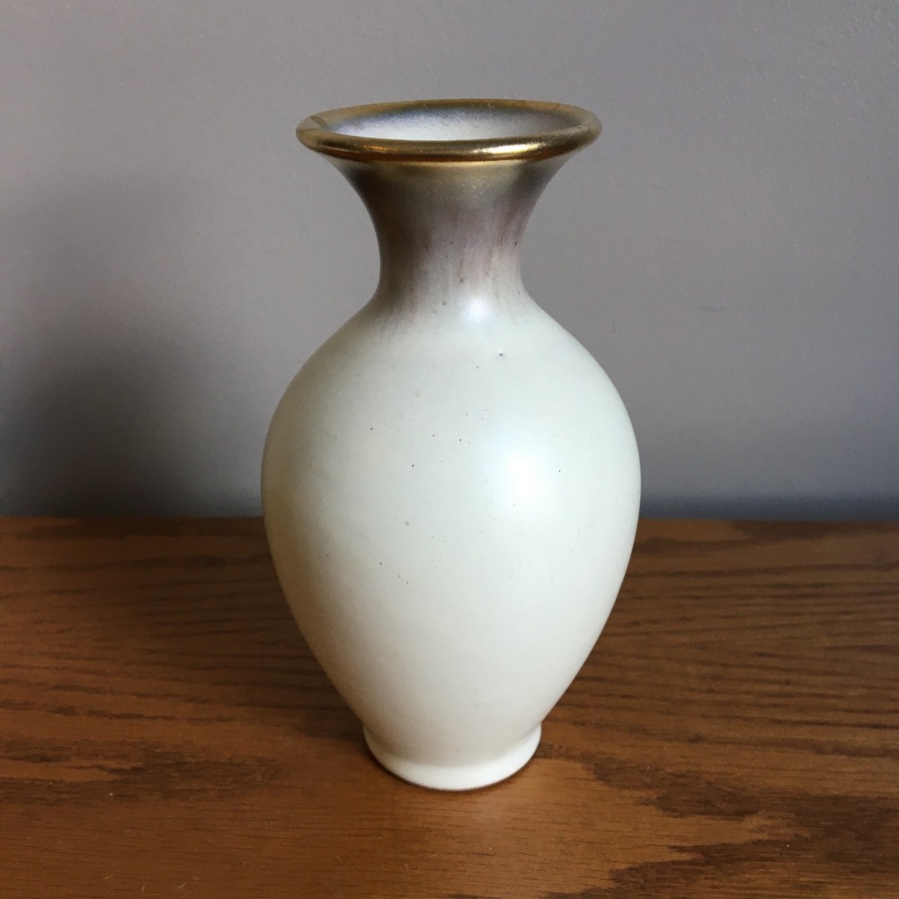 Vintage 6" Pottery Vase MCM Golden Glaze 1960s Marked